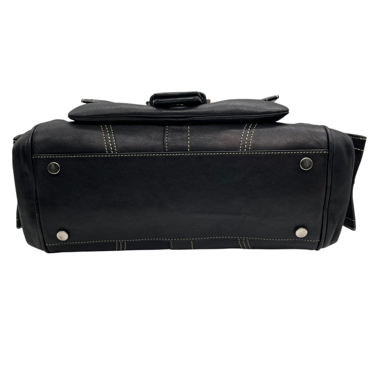 Coach Soho Boston Leather Satchel Bag In Black With Silver Hardware