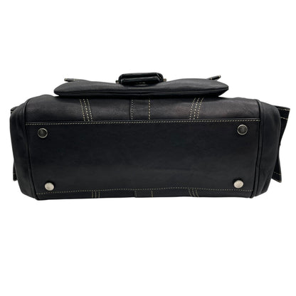 Coach Soho Boston Leather Satchel Bag In Black With Silver Hardware