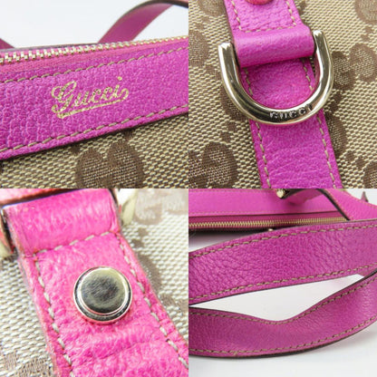 Gucci Handbag 141471 Gg Canvas Leather Purple Beige Mini