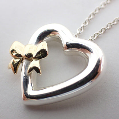 Tiffany 925 750 Heart Ribbon Pendant Necklace