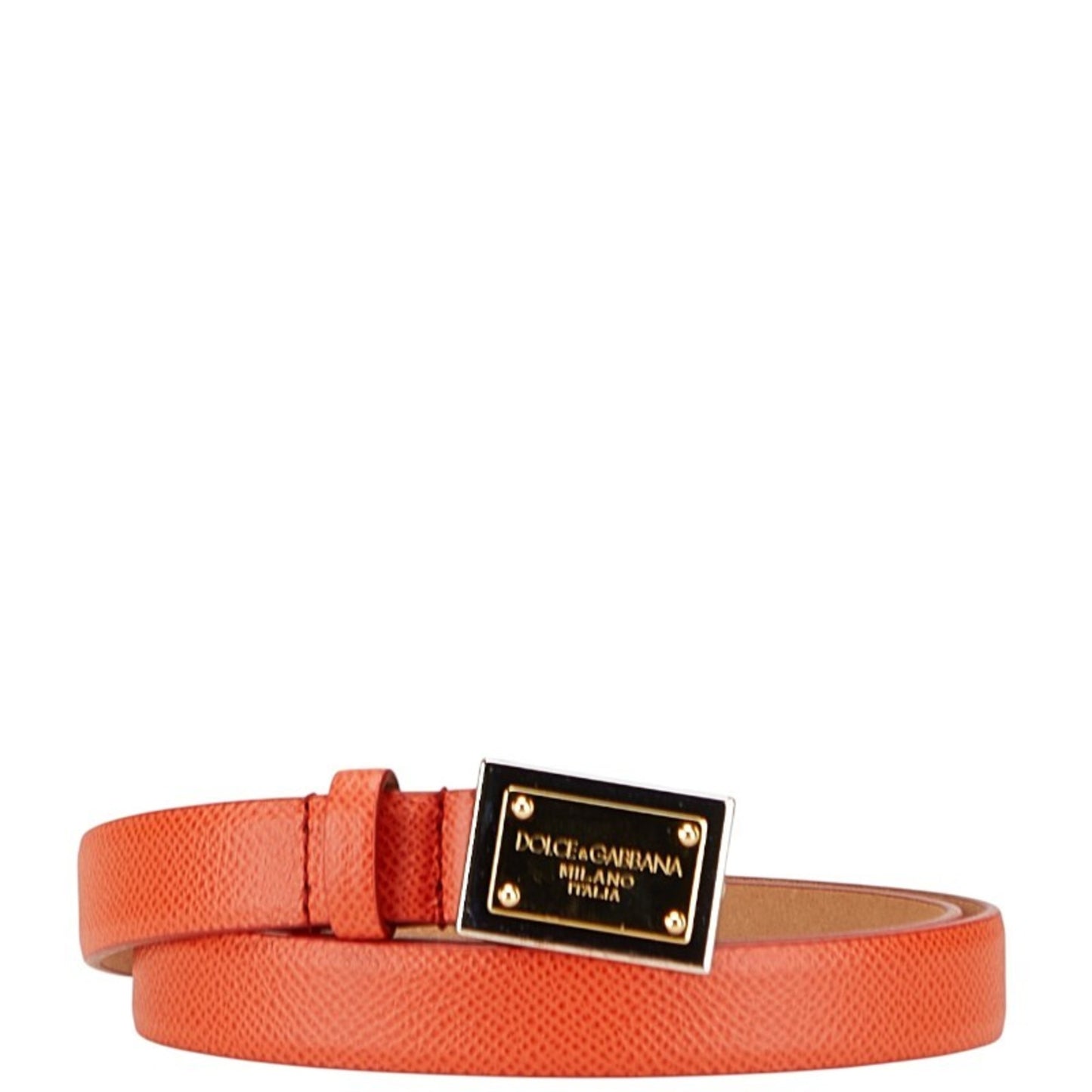 Dolce & Gabbana Logo Plate Belt 75.30 Be0795 Orange Leather
