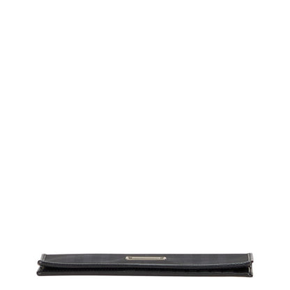 Burberry Check Long Wallet In Black
