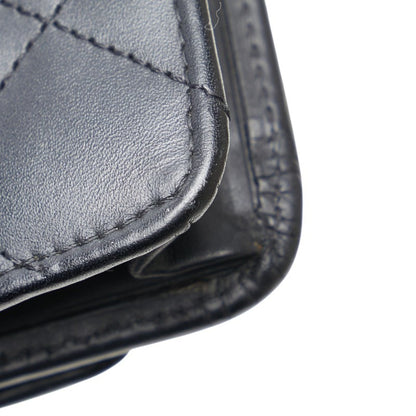 Chanel Cambon Line Coco Mark Chain Shoulder Bag Wallet Black Lambskin Enamel