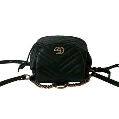 Gucci Gg Marmont Logo Hardware Leather Mini Rucksack/Daypack In Black
