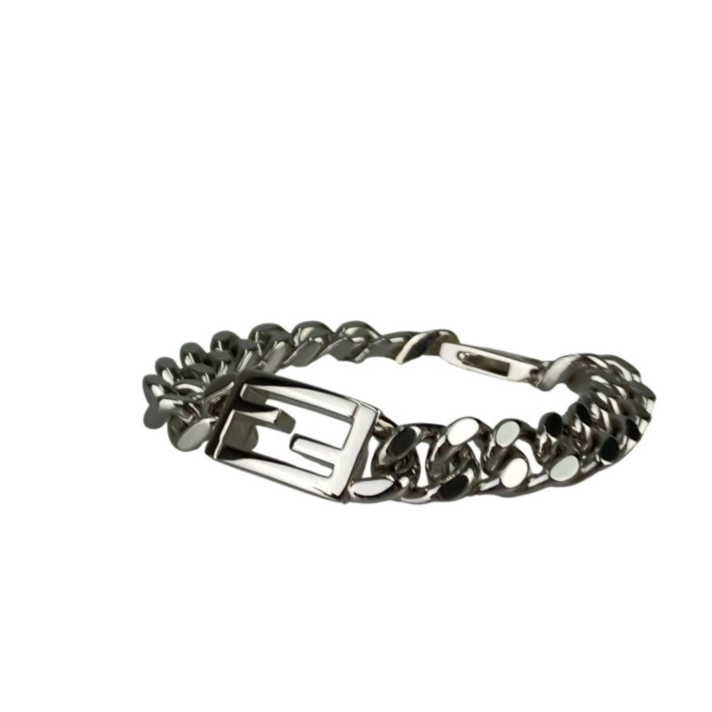 Fendi Ff Baguette Link Chain Bracelet In Silver Metal