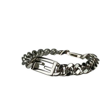 Fendi Ff Baguette Link Chain Bracelet In Silver Metal
