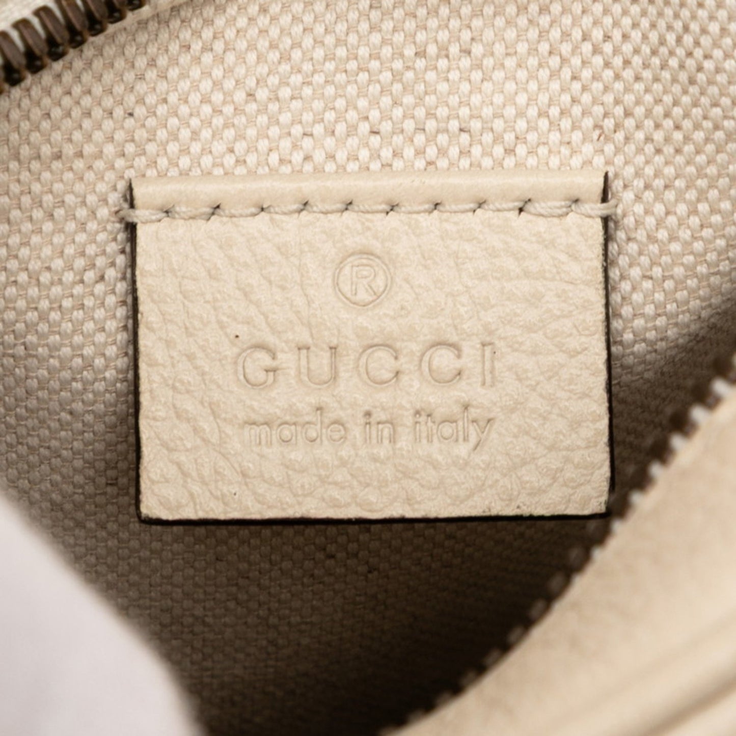 Gucci Logo Print Shoulder Bag 574803 Ivory Leather