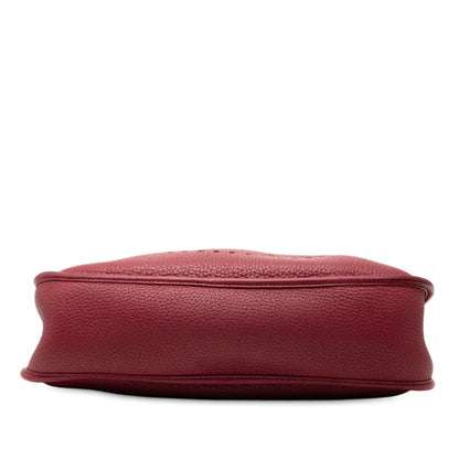 Hermes Herms Evelyne 1 Pm Shoulder Bag In Red With Silver Hardware And Taurillon Clemence Leather