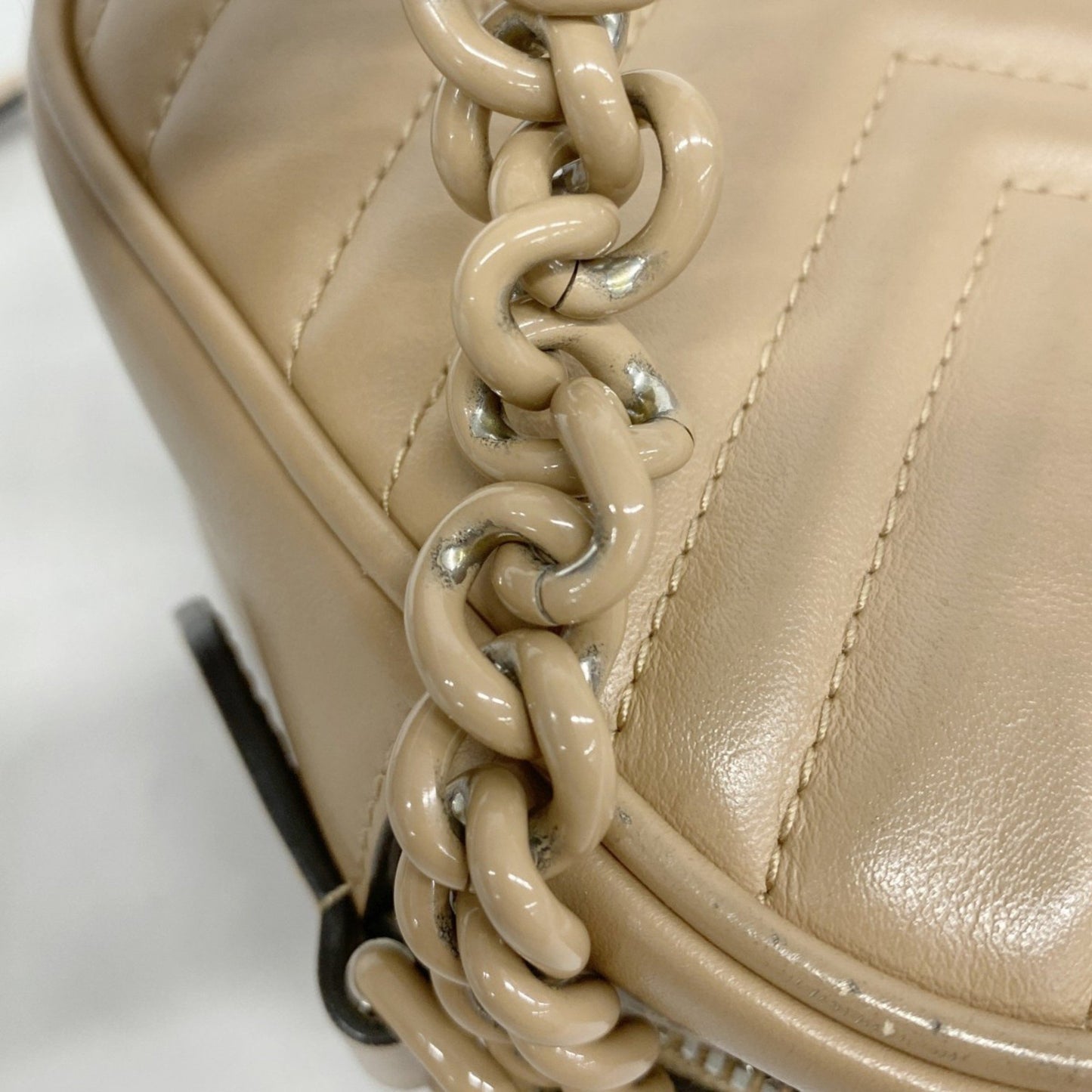 Gucci Gg Marmont Shoulder Bag 447632 Leather Beige