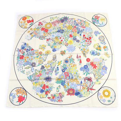 Hermes Carr 90 Plani Fleur 100% Silk Scarf