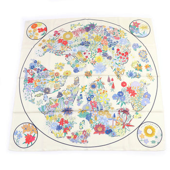 Hermes Carr 90 Plani Fleur 100% Silk Scarf