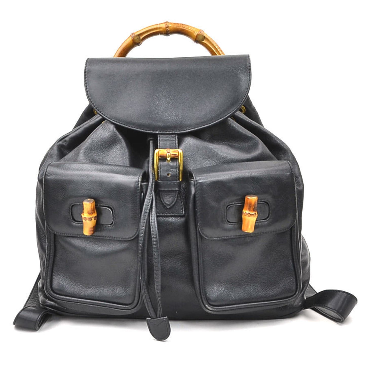 Gucci Bamboo Leather Backpack In Black