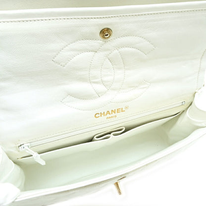 Chanel Paris Limited Edition Double Flap Shoulder Bag In White Lambskin