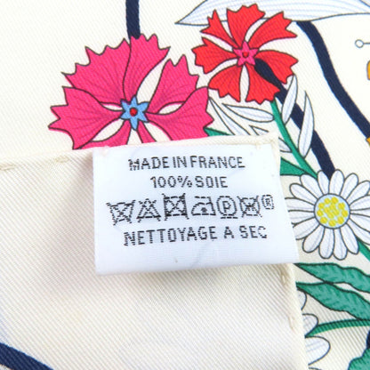 Hermes Carr 90 Plani Fleur 100% Silk Scarf