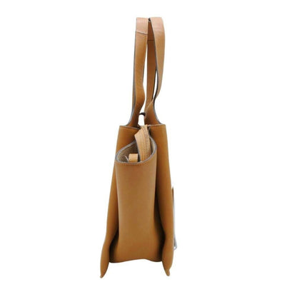 Celine Tri-Fold Leather Handbag Tote Bag In Mustard