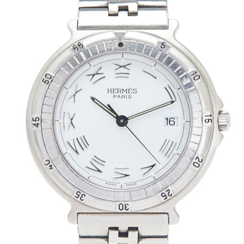 Herms Captain Nemo Quartz Watch With White Dial And Stainless Steel