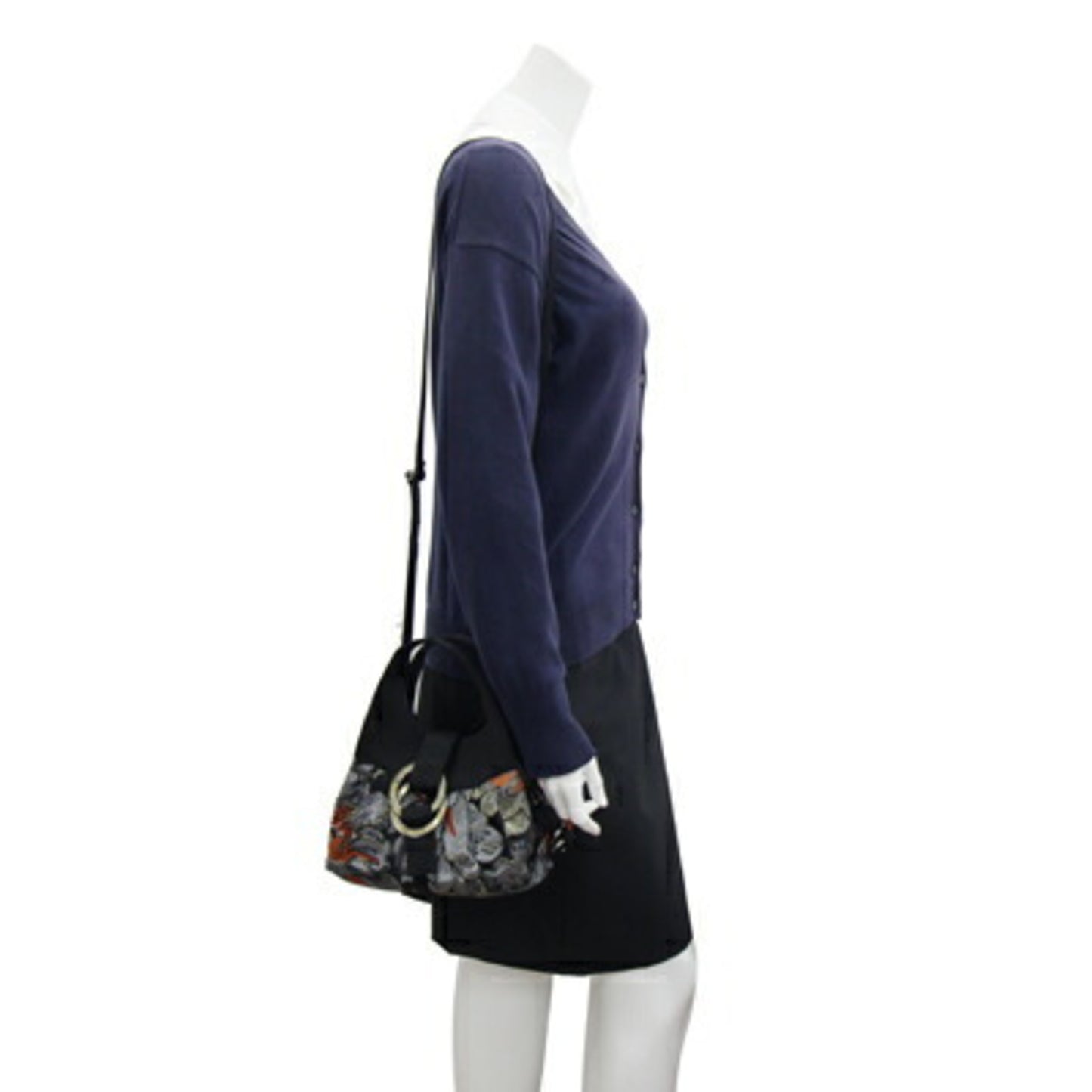 Bvlgari Handbag Chandra Black Multicolor Satin Beads Embroidery