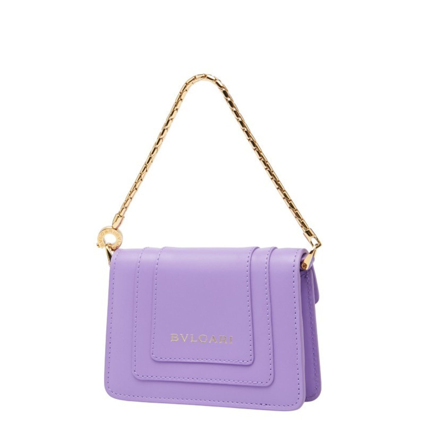 Bvlgari Serpenti Forever Business Card Case/Card Case Pouch Purple Leather