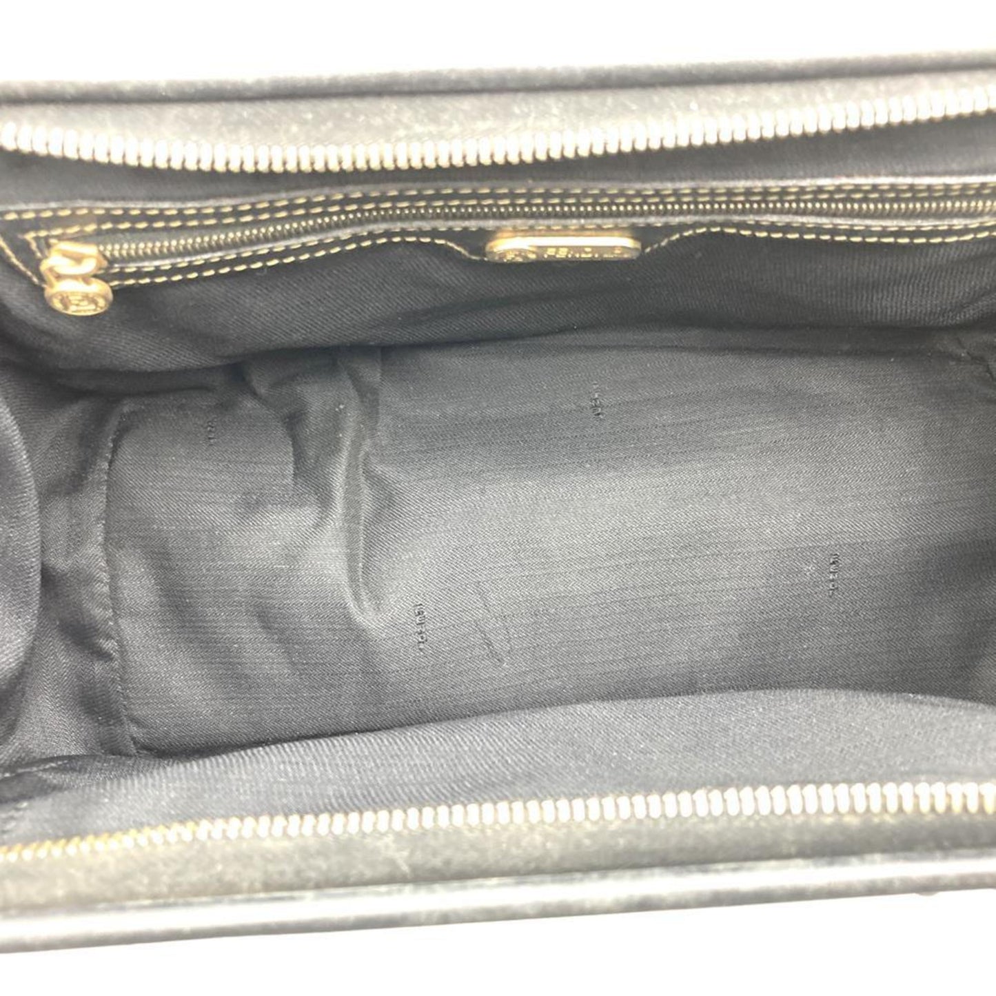 Fendi 259022 Boston Bag Handbag Black Brown Leather