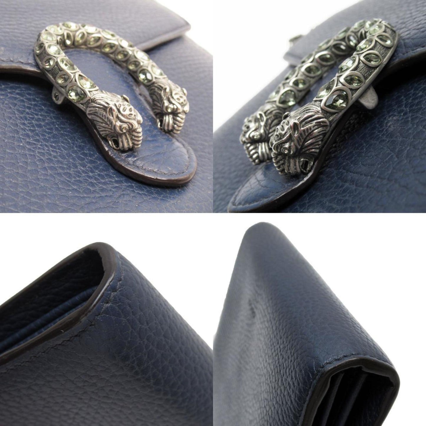 Gucci Dionysus Chain Wallet Leather Navy