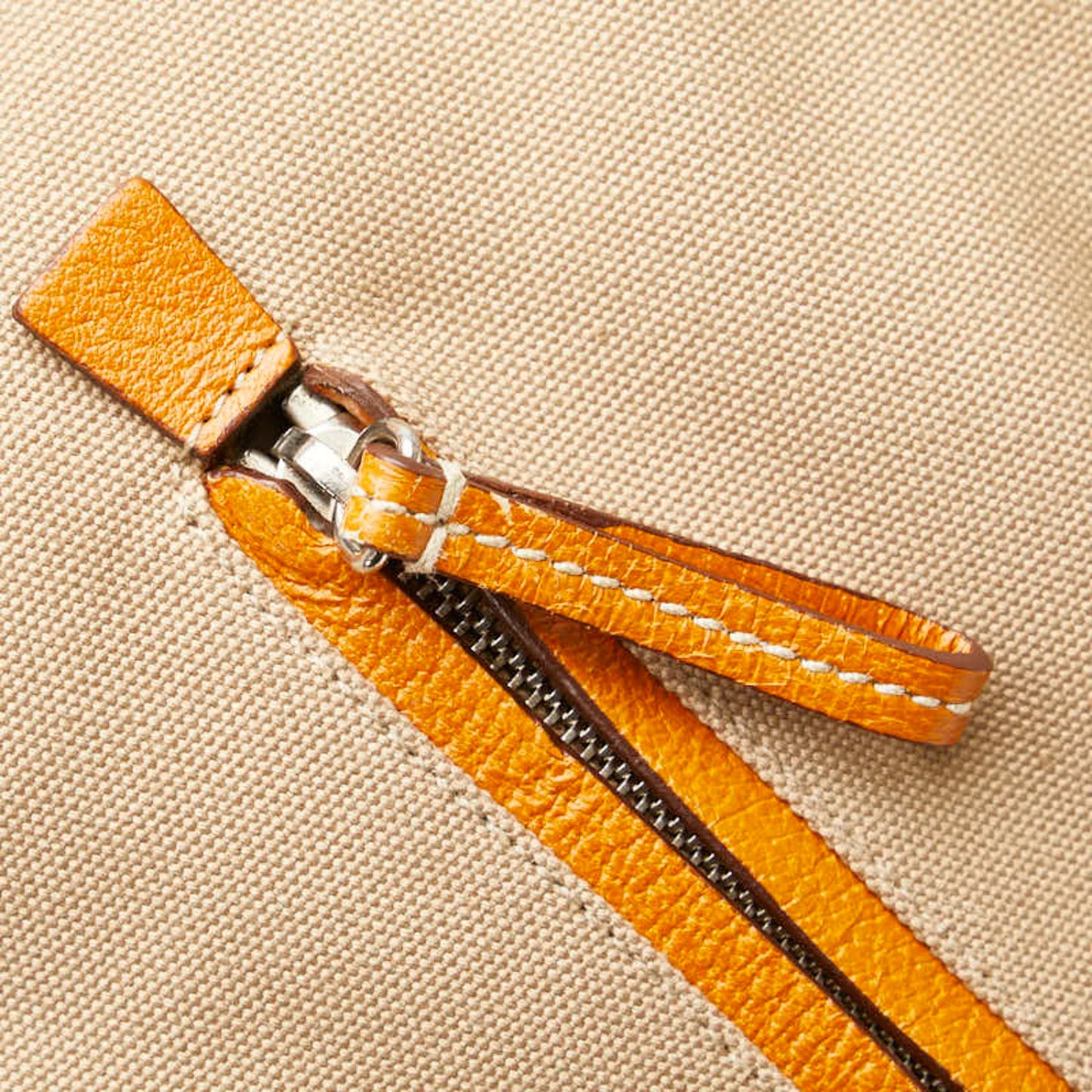 Prada Triangle Plate Shoulder Bag Beige Brown Canvas Leather