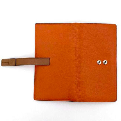 Loewe Bi-Fold Long Wallet Vertical Large F-21349 Orange Brown Anagram C660S40X01 Leather 061852