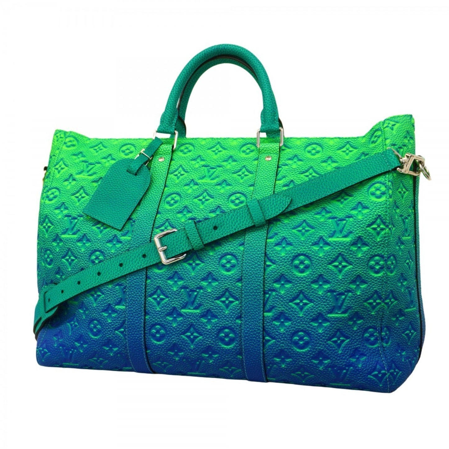 Louis Vuitton Monogram Illusion Keepall Tote Boston Bag M59688 Green Blue