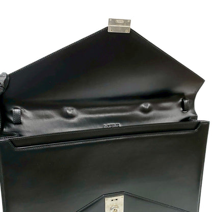 Loewe Anagram Logo Leather Genuine 2-Way Business Bag Handbag Shoulder Black 86242