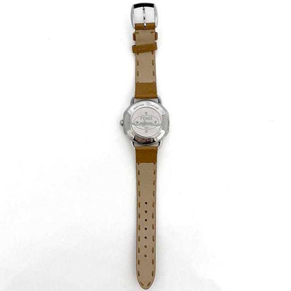 Fendi Watch F-22251 White Shell Brown Silver Selleria 80200M Ss Leather Quartz Fendi Battery