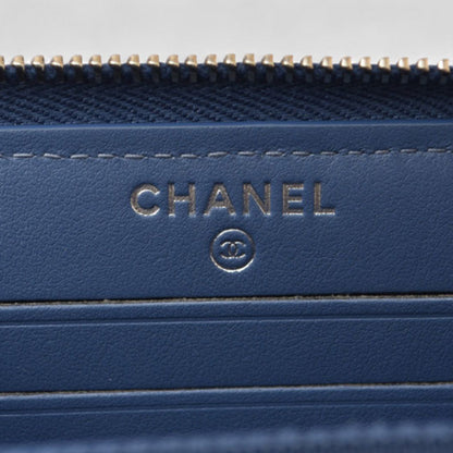 Chanel Wallet Bi-Fold Chanel A81973 Coco Mark Deauville Blue Tweed