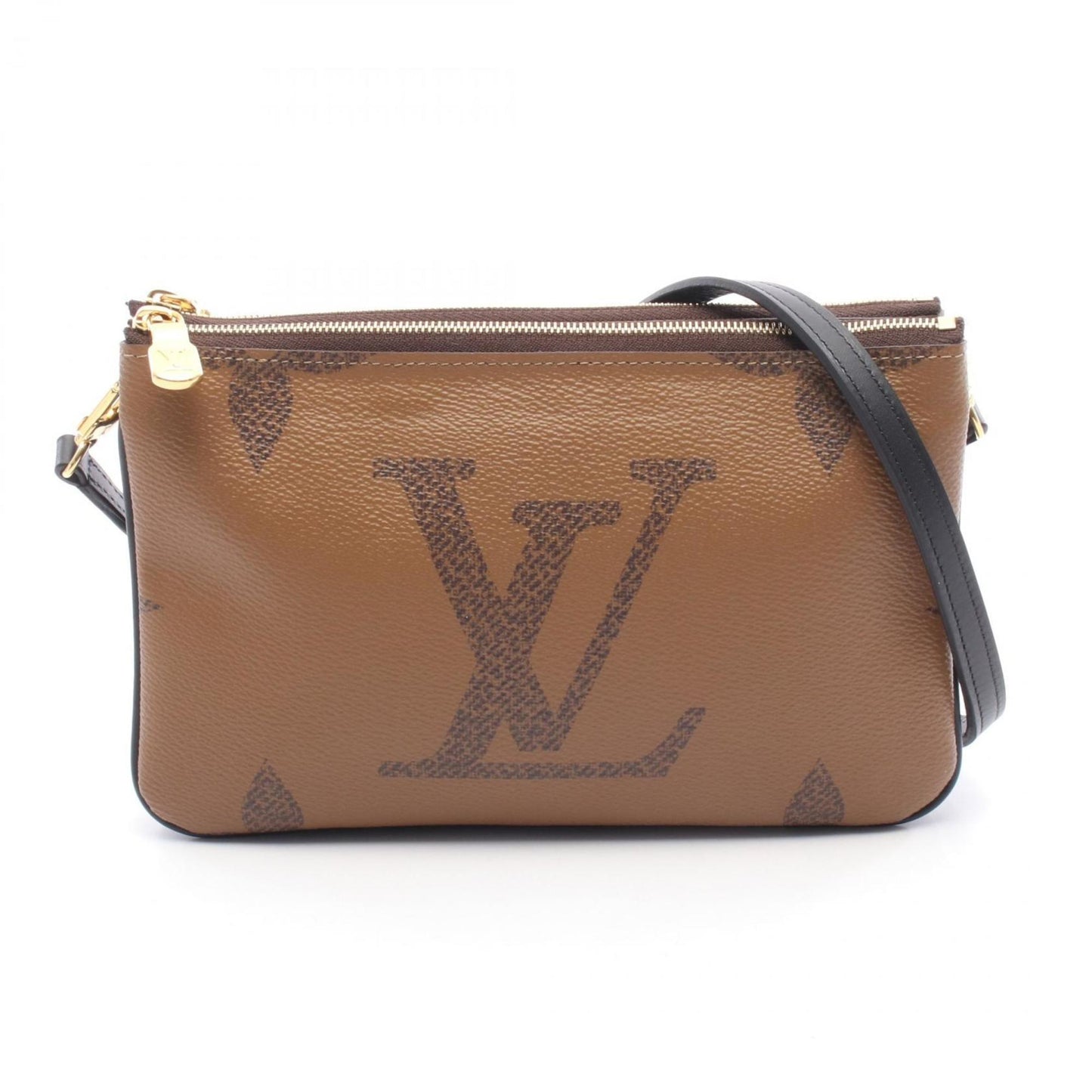 Louis Vuitton Double Zip Pochette Shoulder Bag In Coated Canvas And Leather With Monogram Giant