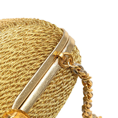 Chanel Coco Mark Clasp Chain Shoulder Bag In Gold Glitter Canvas