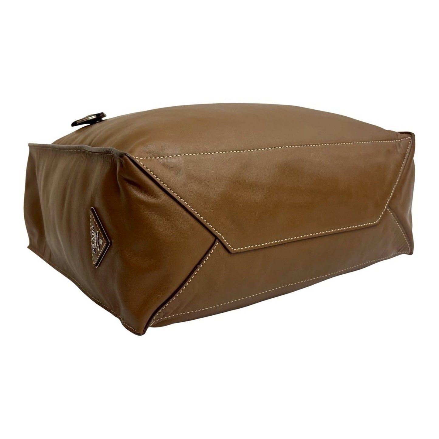 Prada Prada Triangle Logo Leather Tote Bag