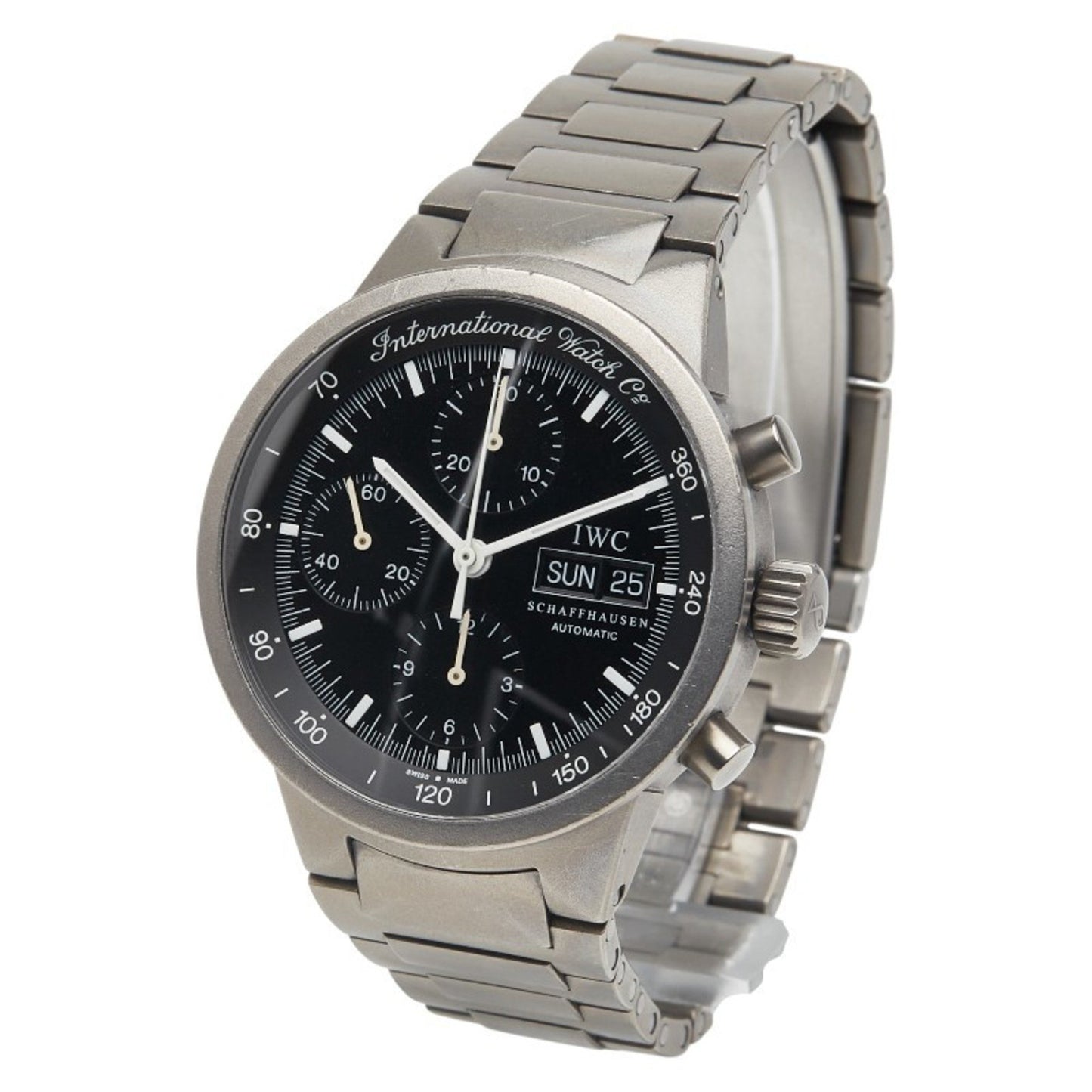 Iwc Schaffhausen Gst Chronograph Watch Iw370703 Automatic Black Dial Titanium