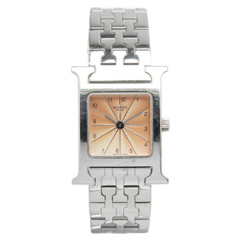 Herms H Watch Hh1.210 Quartz Orange Dial Stainless Steel