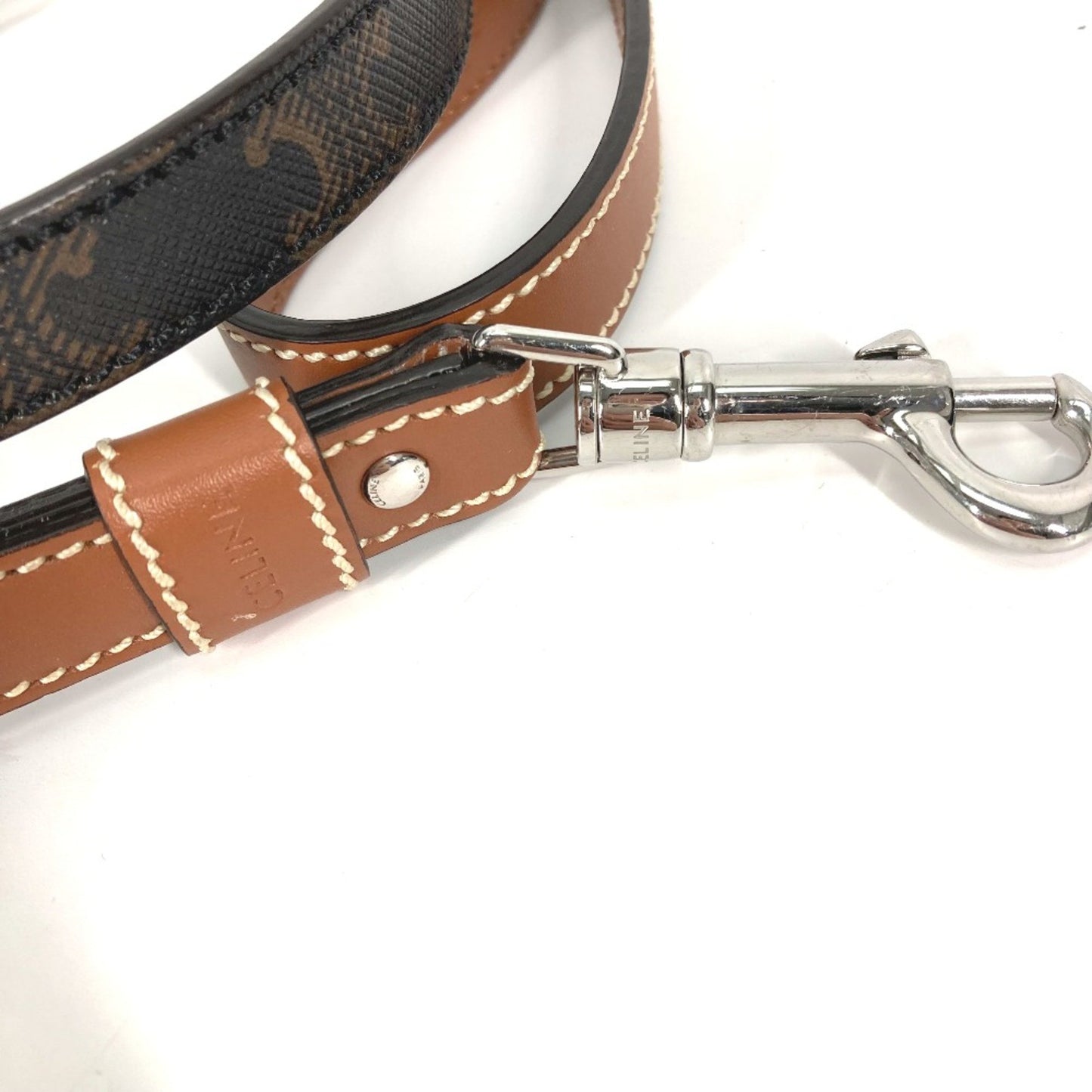 Celine 4M1582Eav.04Li Triomphe Dog Pet Dog Lead Tan Brown