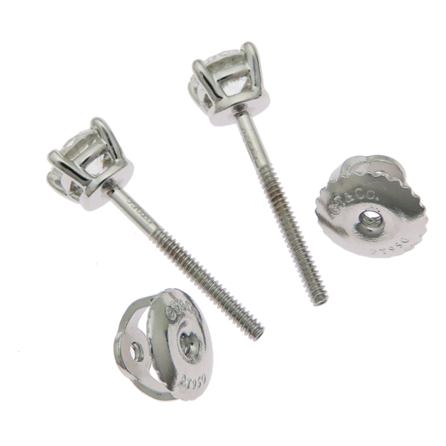 Tiffany Solitaire 0.21Ct X2 Diamond Stud Earrings