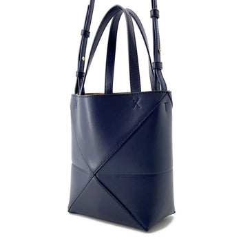 Loewe Handbag Puzzle Fold Mini Tote Shiny Calf Leather A657V25X01 2Way Navy