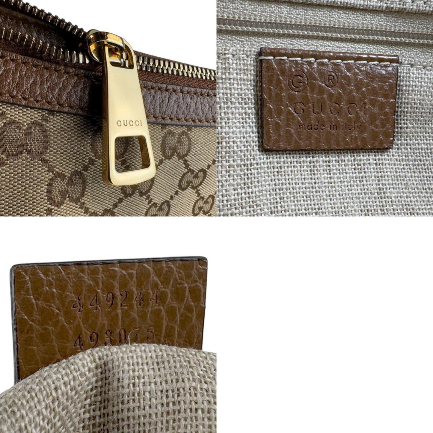 Gucci Gg Canvas Leather Shoulder Bag In Brown