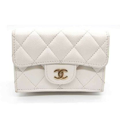 Chanel Matelasse Wallet Tri-Fold White Champagne