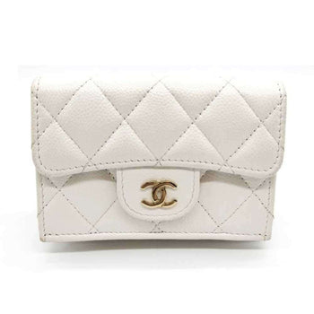 Chanel Matelasse Wallet Tri-Fold White Champagne