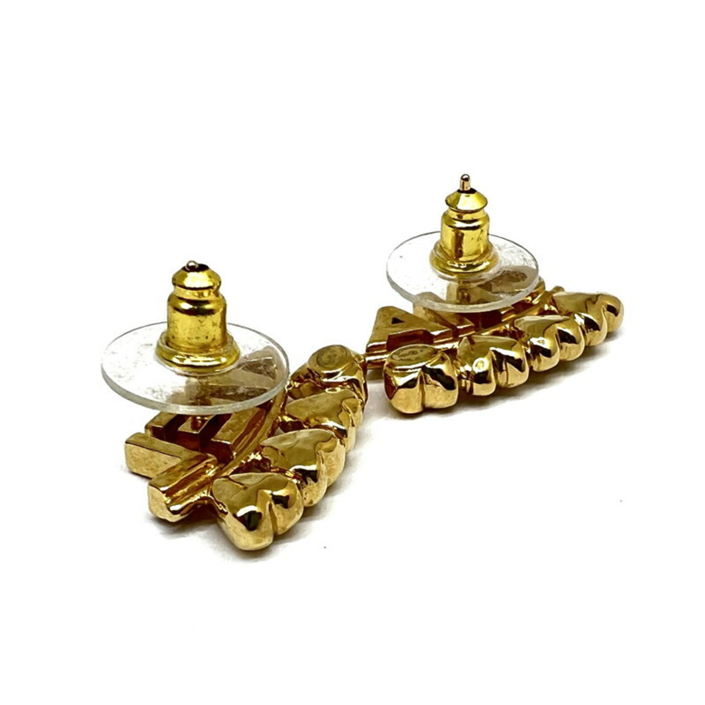 Chanel Chanel Earrings Gold Gp Heart Rhinestone B23P Accessories Ear Piercings -