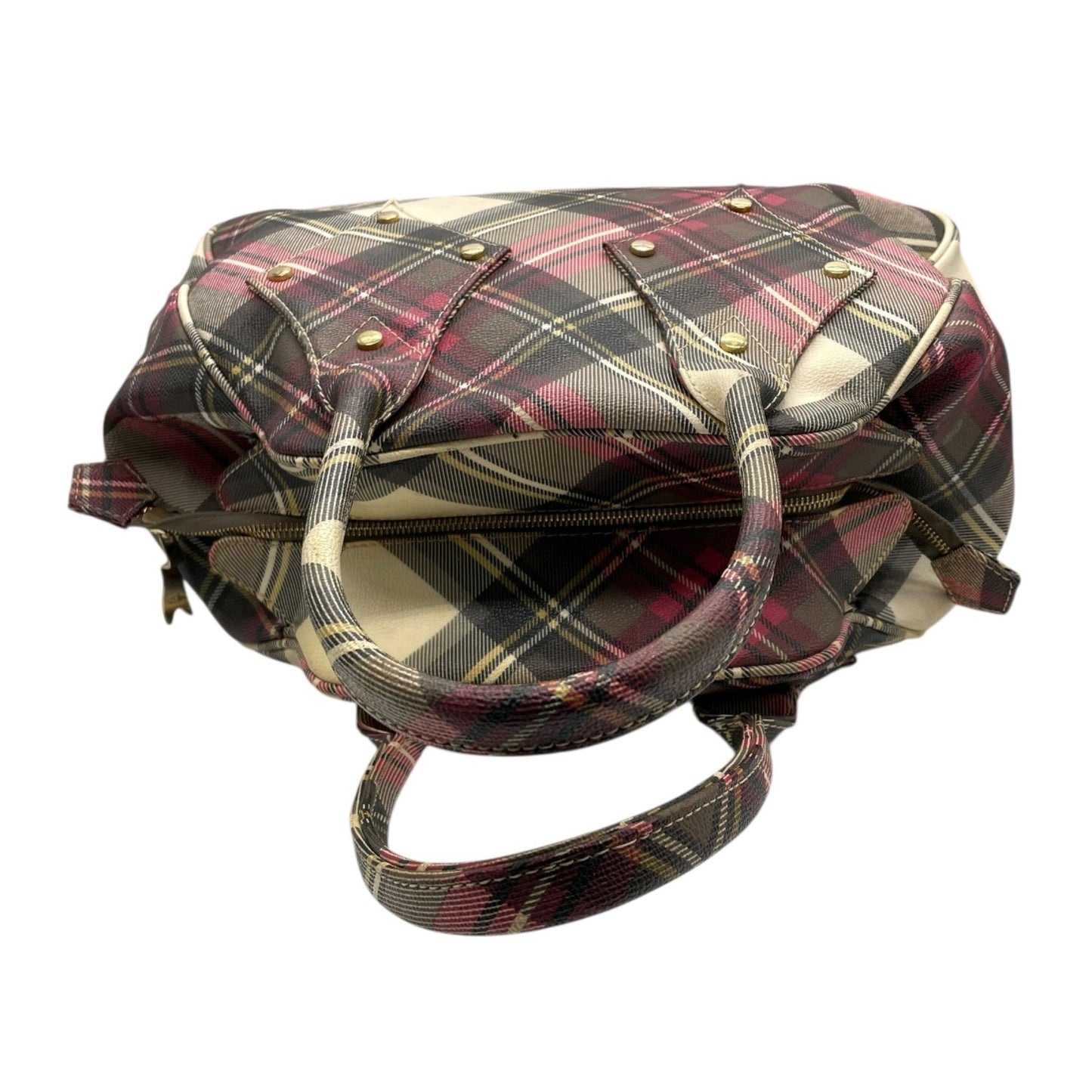 Vivienne Westwood Tartan Check Boston Bag Handbag Multicolored Red C8
