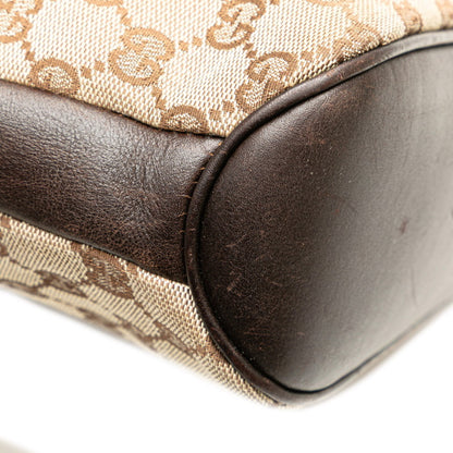 Gucci Gg Canvas Crossbody Shoulder Bag 109097 Beige Brown Leather