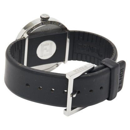 Fendi Bousra Watch 8010G Quartz Movement Black Dial Stainless Steel Rubber