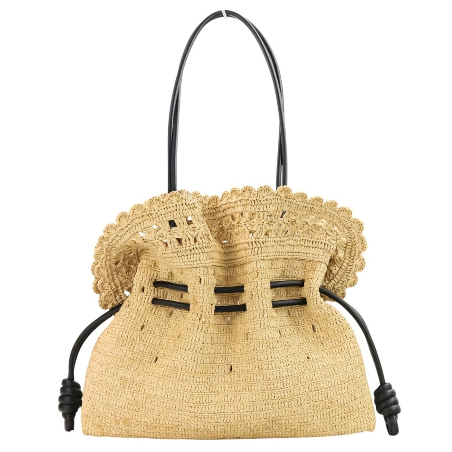 Loewe Raffia Flamenco Clutch Medium 2-Way Tote/Shoulder Bag In Natural Black