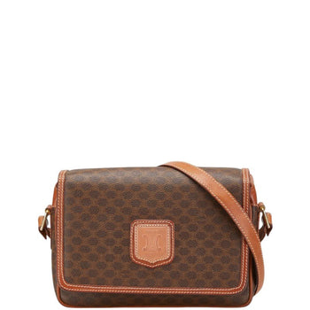 Celine Macadam Crossbody Shoulder Bag In Brown Leather
