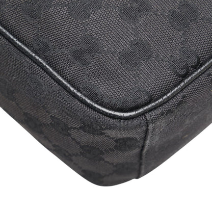Gucci Gg Canvas Shoulder Bag 122759 Black Leather