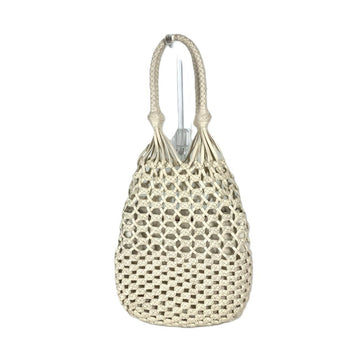 Miu Miu Logo Mesh Shoulder Bag Beach Leather