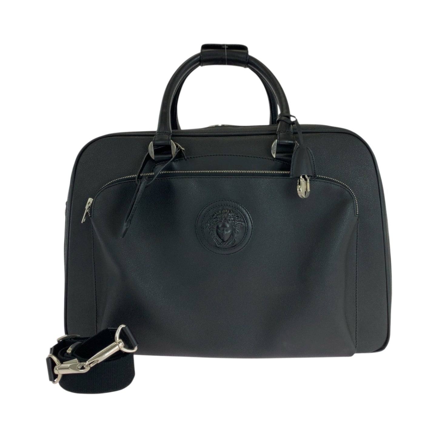 Gianni Versace Medusa Black Leather Boston Bag